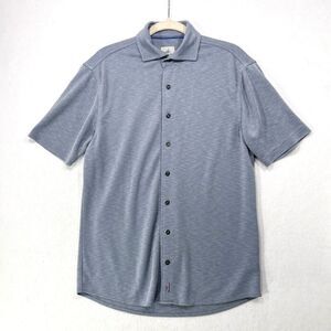 Johnnie O Shirt Men Small Grey Stokes Short Sleeve Knit Button-up Stretch Soft